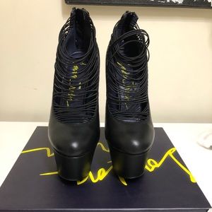 London Trash Black Leather Platform Heels size 8.5